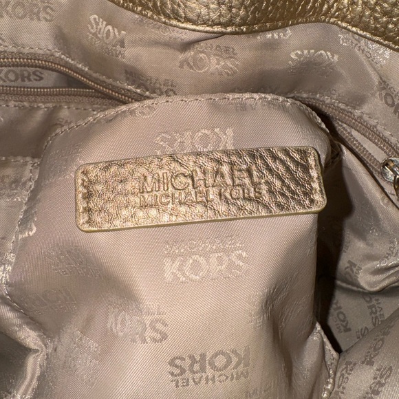 Michael Kors Gold Leather Shoulder Handbag Purse - Picture 6 of 9